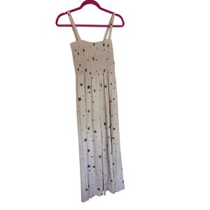 Talulah Women's Smocked Star Print Jumpsuit‎ Romper Sleeveless Beige Medium